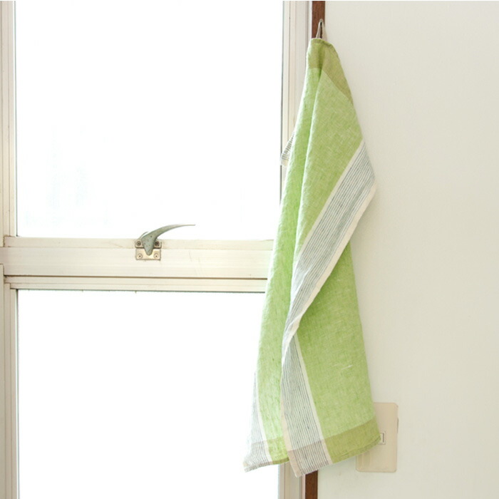 リーノ・エ・リーナ　キッチンクロス　シレーヌ　グリーン・ブルー　/　Lino　e　Lina　Sirene