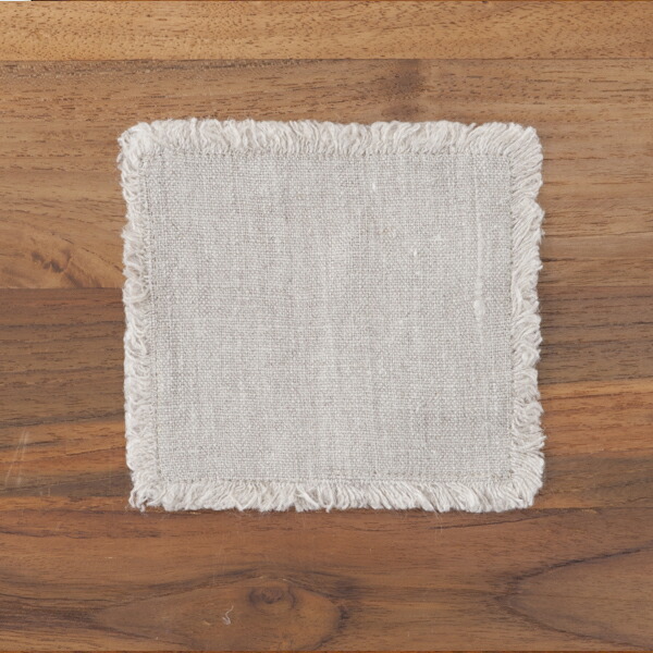 リネンテイルズ　フリンジ　コースター　ナチュラル　10×10　/　LINEN　TALES　※