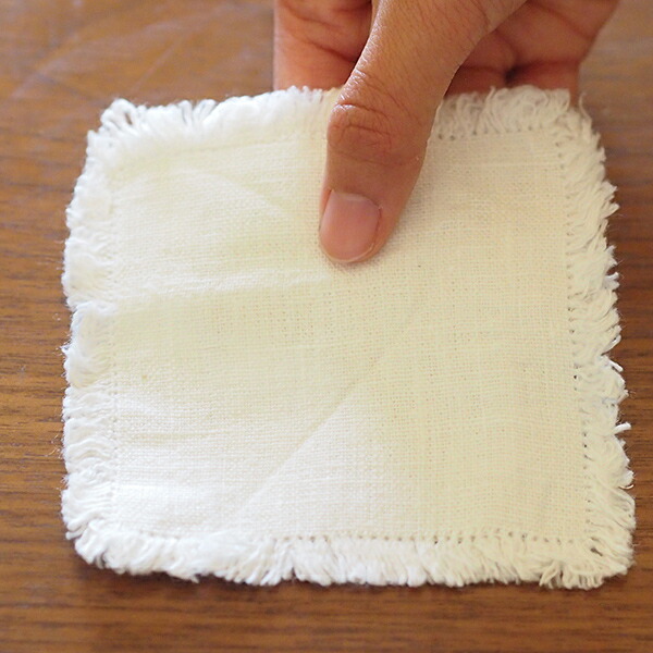 リネンテイルズ　フリンジ　コースター　ホワイト　10×10　/　LINEN　TALES　※　