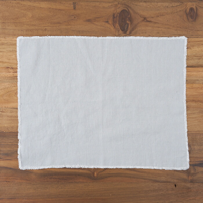 リネンテイルズ　フリンジ　プレイスマット　ライトグレー　35×45　/　LINEN　TALES　