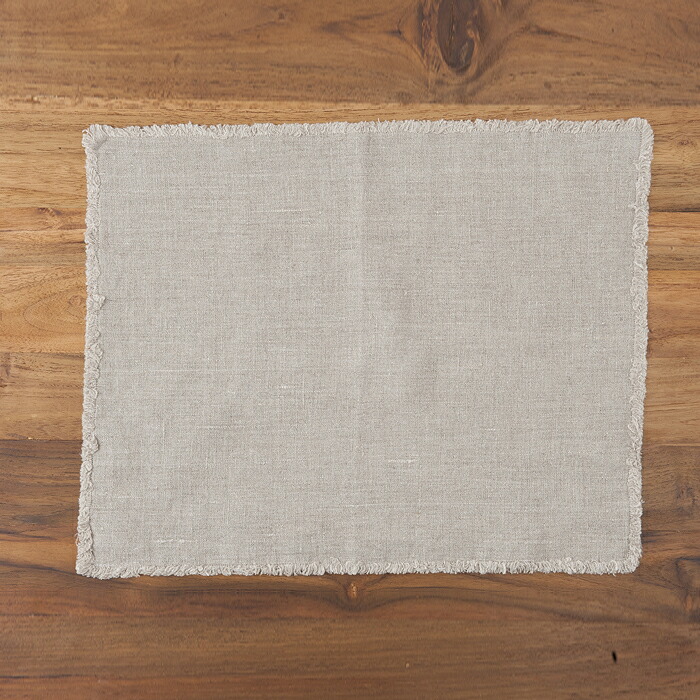 リネンテイルズ　フリンジ　プレイスマット　ナチュラル　35×45　/　LINEN　TALES