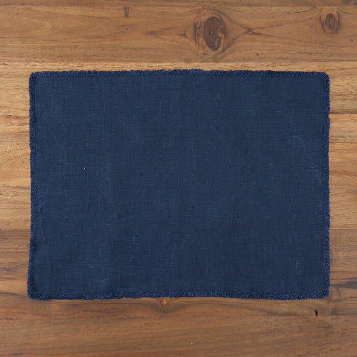 リネンテイルズ　フリンジ　プレイスマット　ネイビー　35×45　/　LINEN　TALES