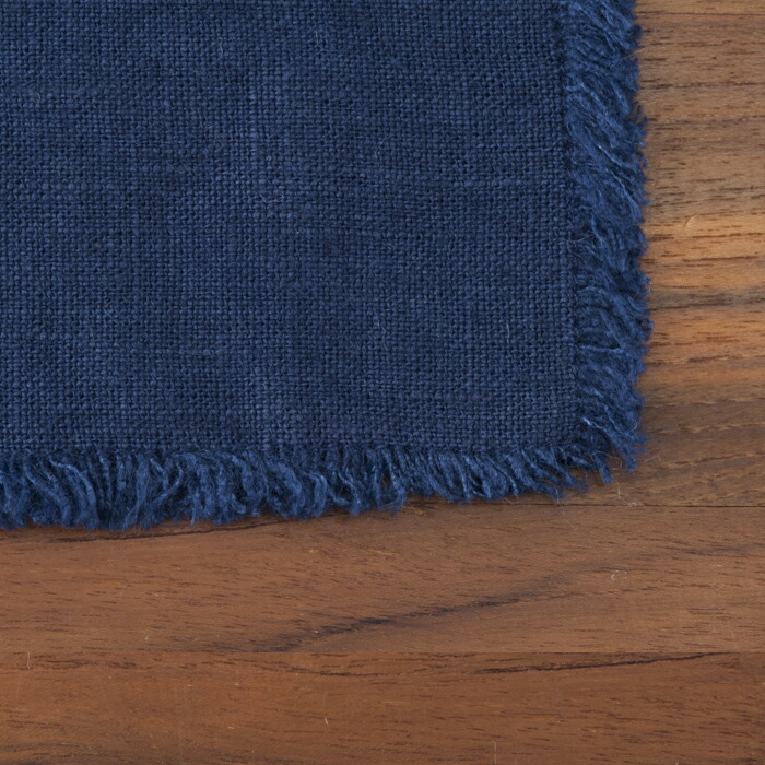 リネンテイルズ　フリンジ　プレイスマット　ネイビー　35×45　/　LINEN　TALES