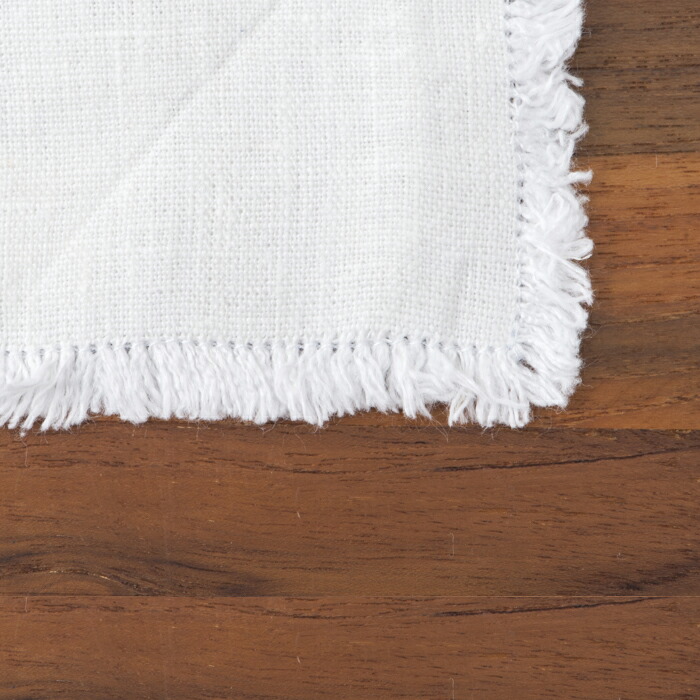 リネンテイルズ　フリンジ　プレイスマット　ホワイト　35×45　/　LINEN　TALES