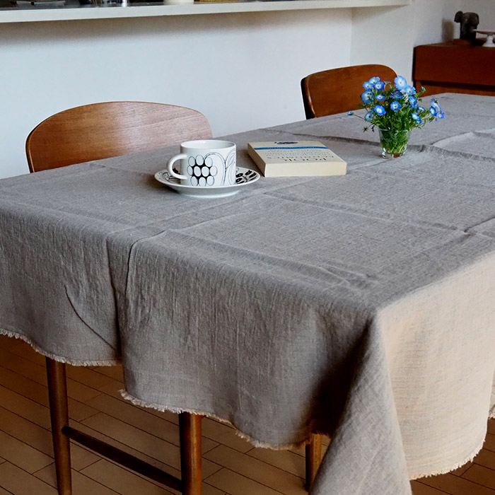 リネンテイルズ　フリンジ　テーブルクロス　ナチュラル　140×200　/　LINEN　TALES