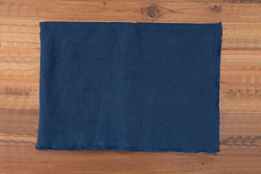 リネンテイルズ　フリンジ　テーブルクロス　ネイビー　140×200　/　LINEN　TALES　