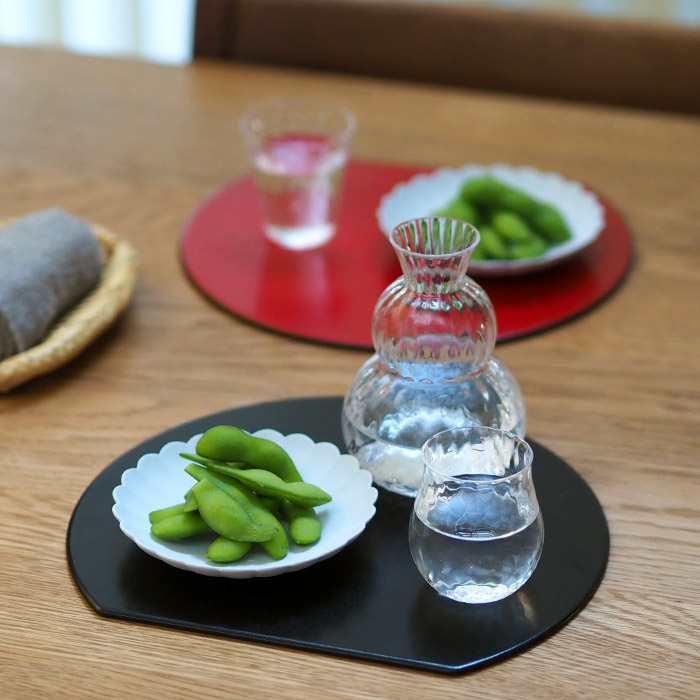 【プロキッチンオリジナル】【単品】半月盆S　両面　黒×赤　/　PROKITCHEN　□