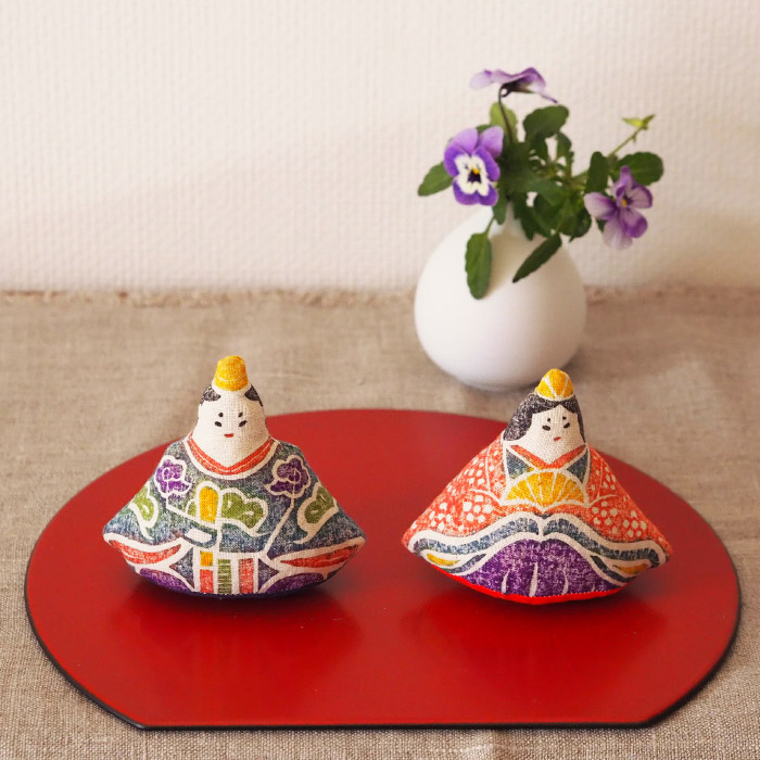 真工藝　木版手染めぬいぐるみ　おひな様セット