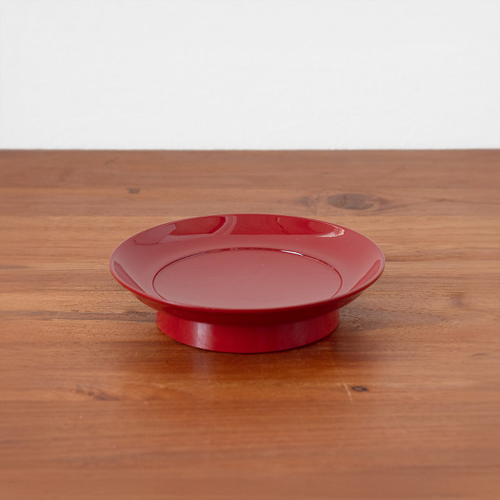 椿皿　4.5寸　赤