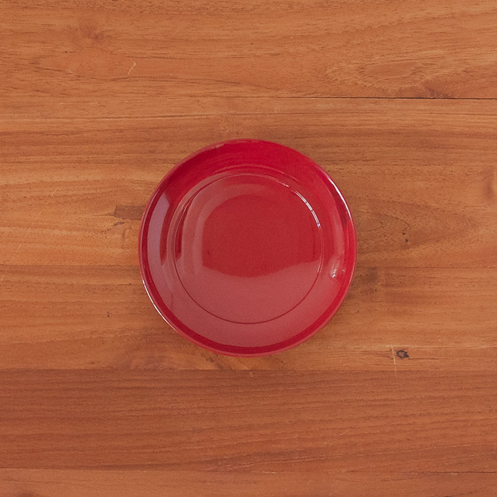 椿皿　4.5寸　赤