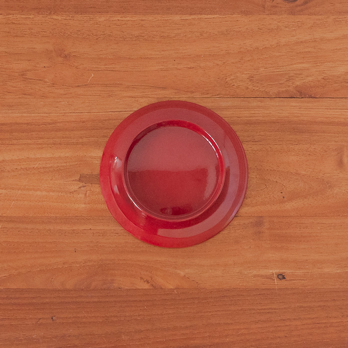 椿皿　4.5寸　赤