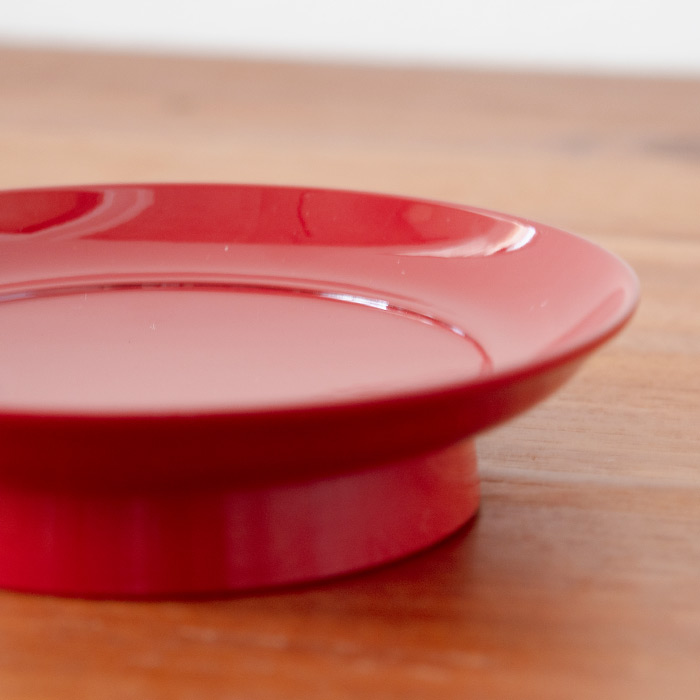 椿皿　4.5寸　赤