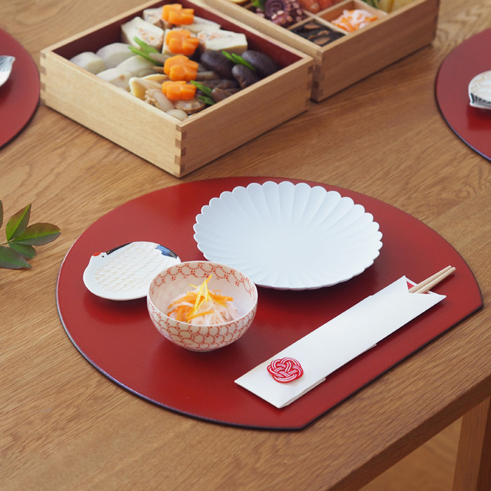 【プロキッチンオリジナル】【2枚セット】半月盆　両面　黒×赤　/　PROKITCHEN