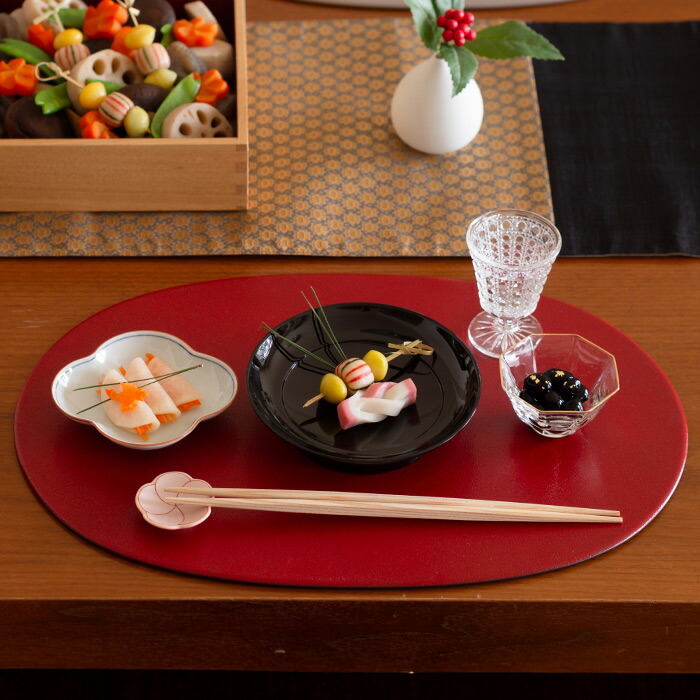 ■【プロキッチンオリジナル】【2枚セット】小判盆　両面　赤×黒　/　PROKITCHEN