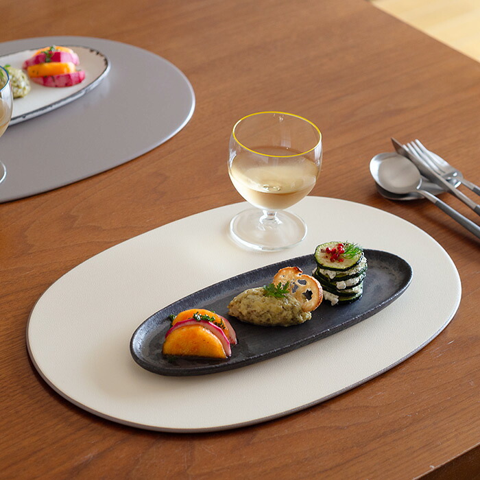 【プロキッチンオリジナル】【単品】小判盆　両面　アイボリー×グレージュ　/　PROKITCHEN