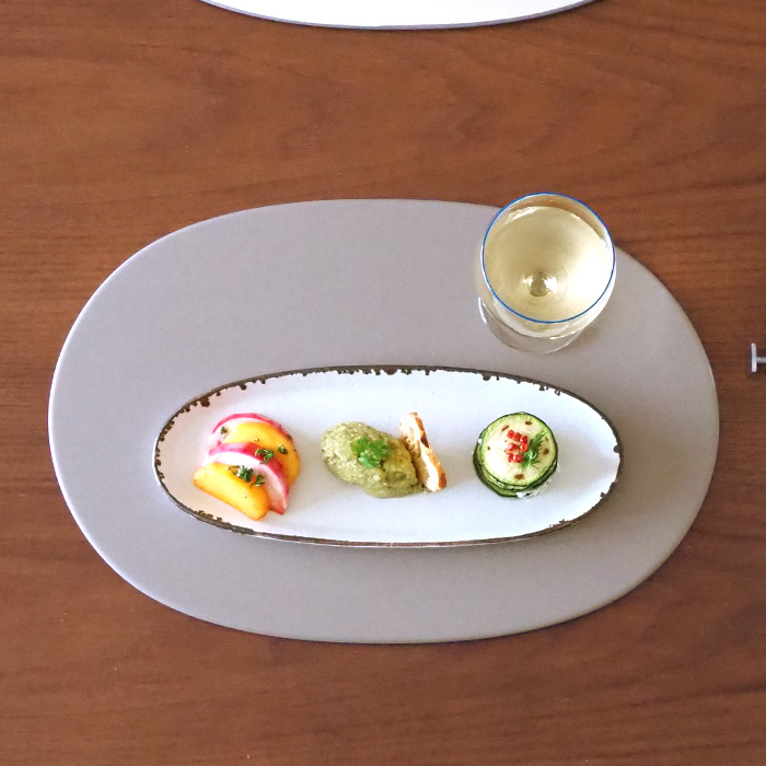 【プロキッチンオリジナル】【単品】小判盆　両面　アイボリー×グレージュ　/　PROKITCHEN