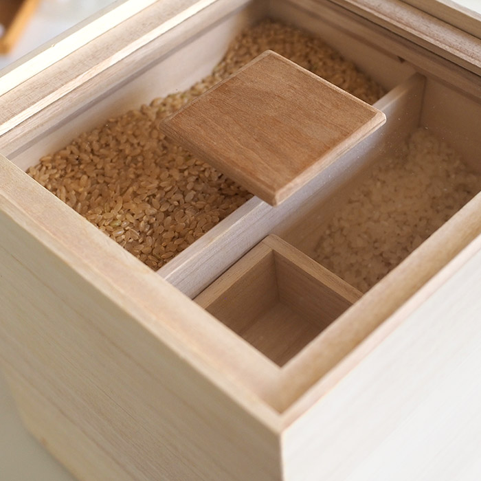 【プロキッチンオリジナル】増田桐箱店　米櫃　3kg　仕切り