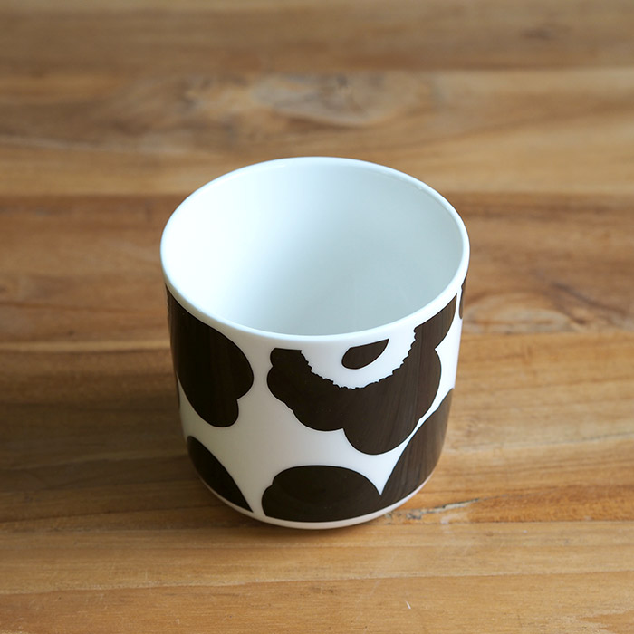 【単品】マリメッコ　コーヒーカップ　200ml　取っ手なし　ウニッコ　ブラック×ホワイト　/　marimekko　Unikko