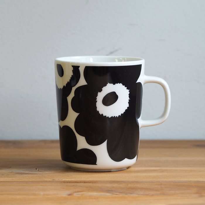 マリメッコ　マグカップ　250ml　ウニッコ　ブラック×ホワイト　/　marimekko　Unikko　
