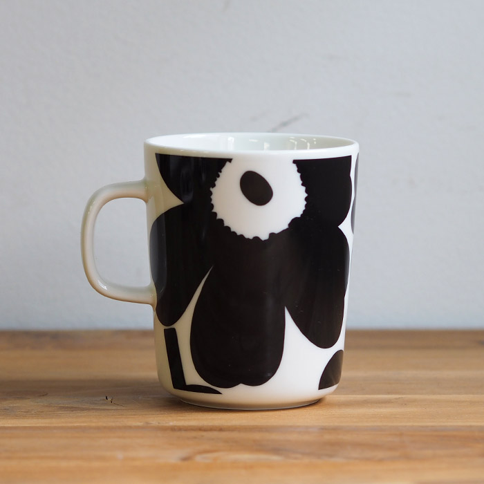 マリメッコ　マグカップ　250ml　ウニッコ　ブラック×ホワイト　/　marimekko　Unikko　