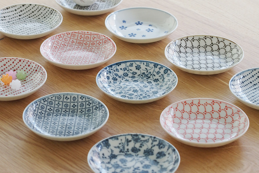 丸直製陶所　染付小皿　レモングラス　　