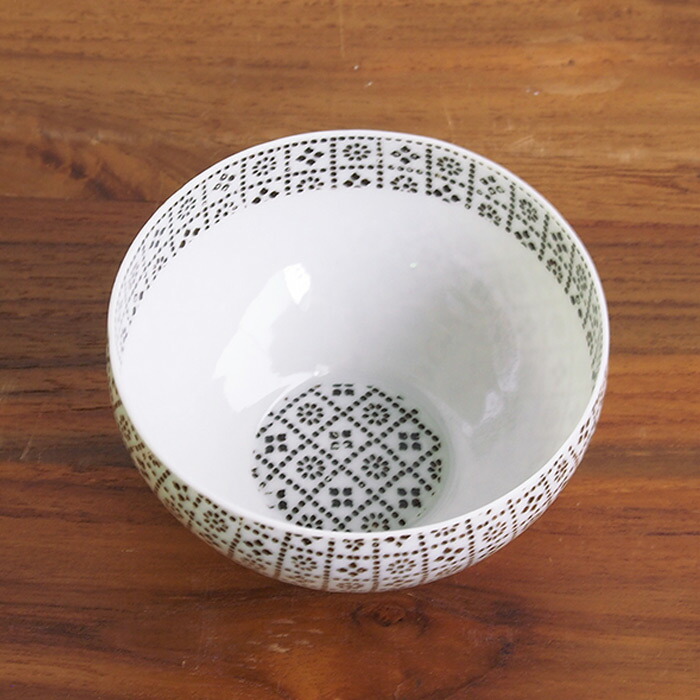 丸直製陶所　染付陶碗　花格子　茶　　