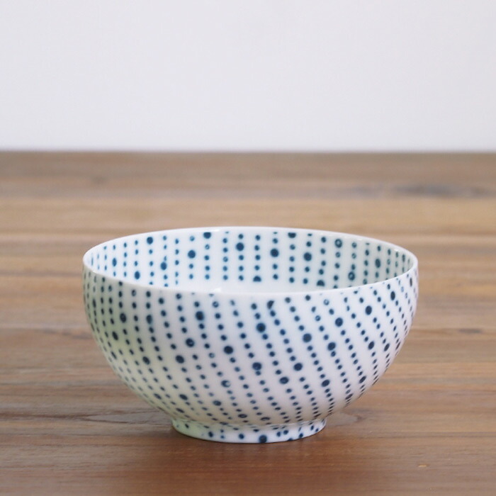 丸直製陶所　染付陶碗　五月雨　青　　