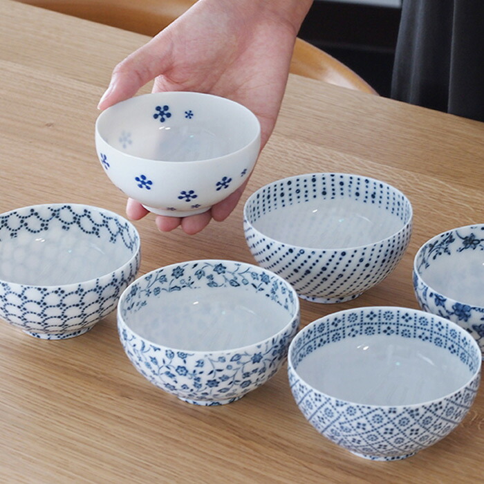 丸直製陶所　染付陶碗　五月雨　青　　