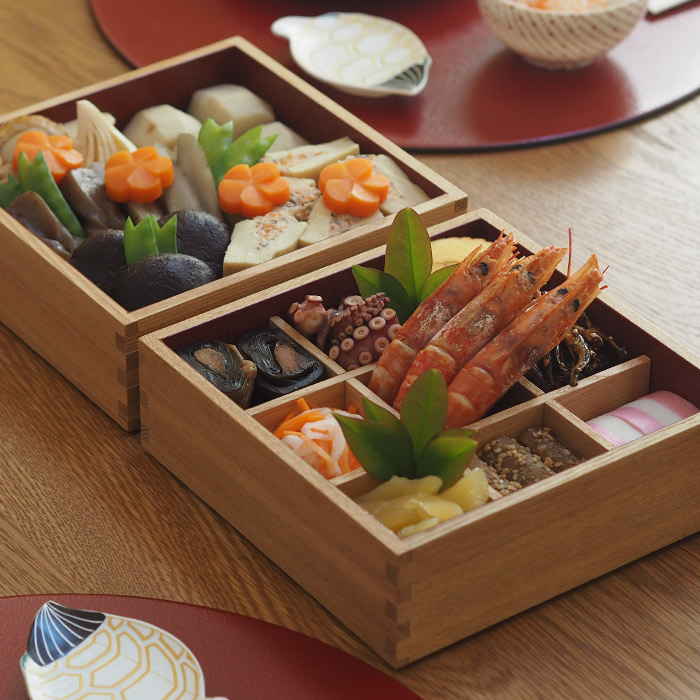 松屋漆器店 白木 6寸二段重 内朱