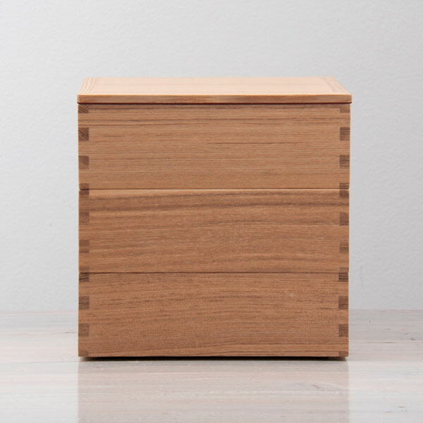 松屋漆器店 白木 6寸三段重 内朱