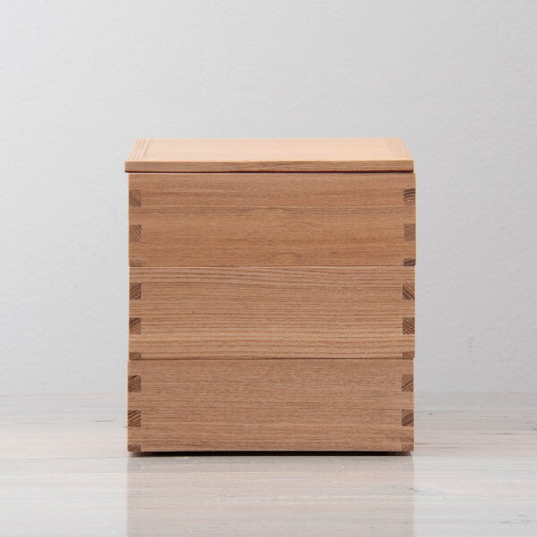 松屋漆器店 白木 5寸三段重 内朱