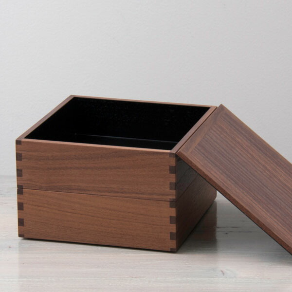 松屋漆器店 ウォールナット 6寸二段重 内黒