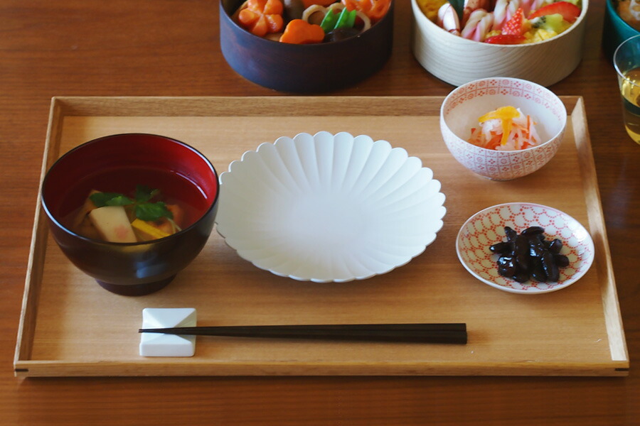 松屋漆器店　白木　1尺3寸長角盆