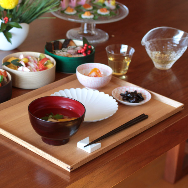 【訳あり】松屋漆器店　白木　1尺3寸長角盆