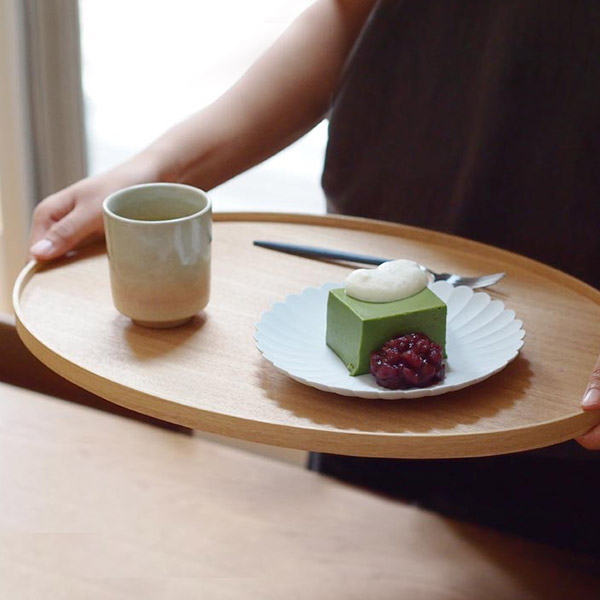 【訳あり】松屋漆器店　白木　14.0寸小判盆