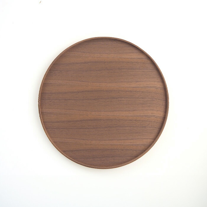 松屋漆器店　ウォールナット　丸盆30cm