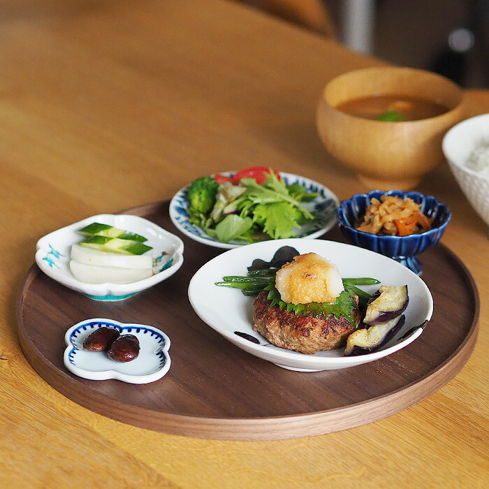 松屋漆器店　ウォールナット　丸盆30cm