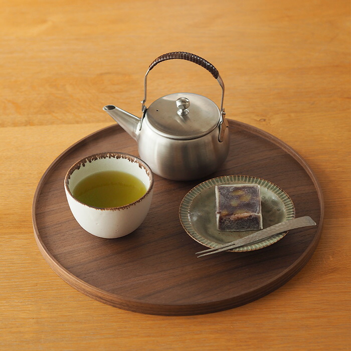 松屋漆器店　ウォールナット　丸盆30cm