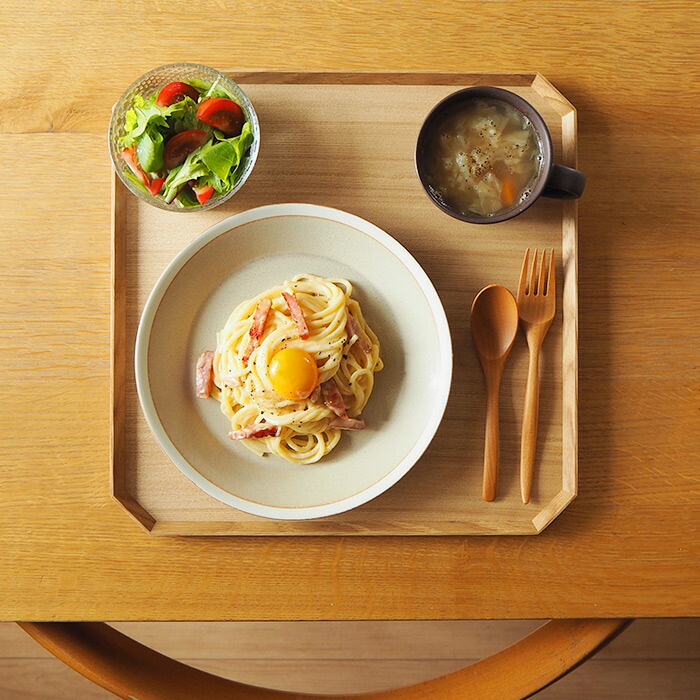 松屋漆器店　白木　面取り隅切盆　33.4×33.4