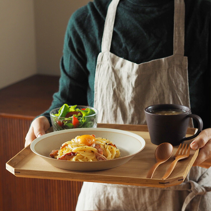 松屋漆器店　白木　面取り隅切盆　33.4×33.4