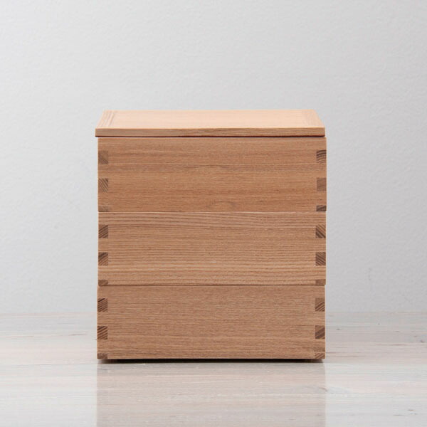 松屋漆器店 白木 5寸三段重 内白木