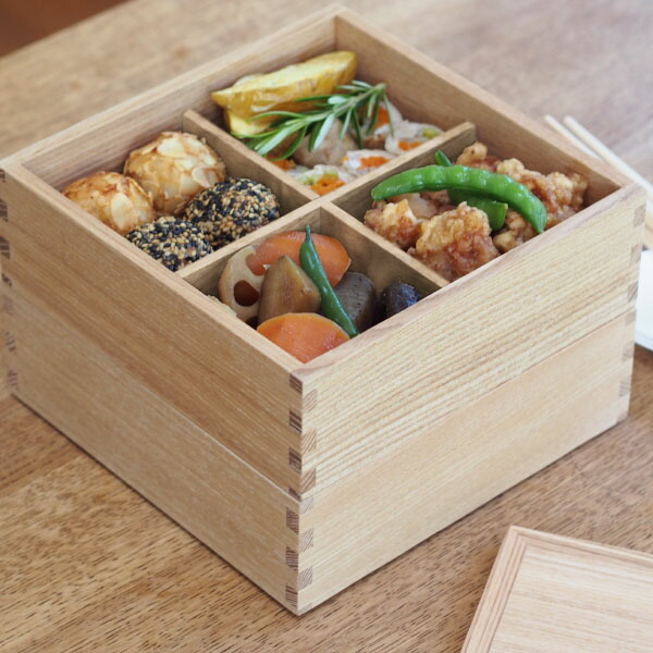 松屋漆器店 白木 6寸二段重 内白木