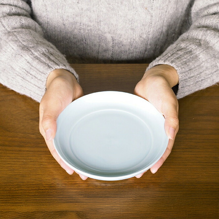 瑞々　まる皿5寸　青白