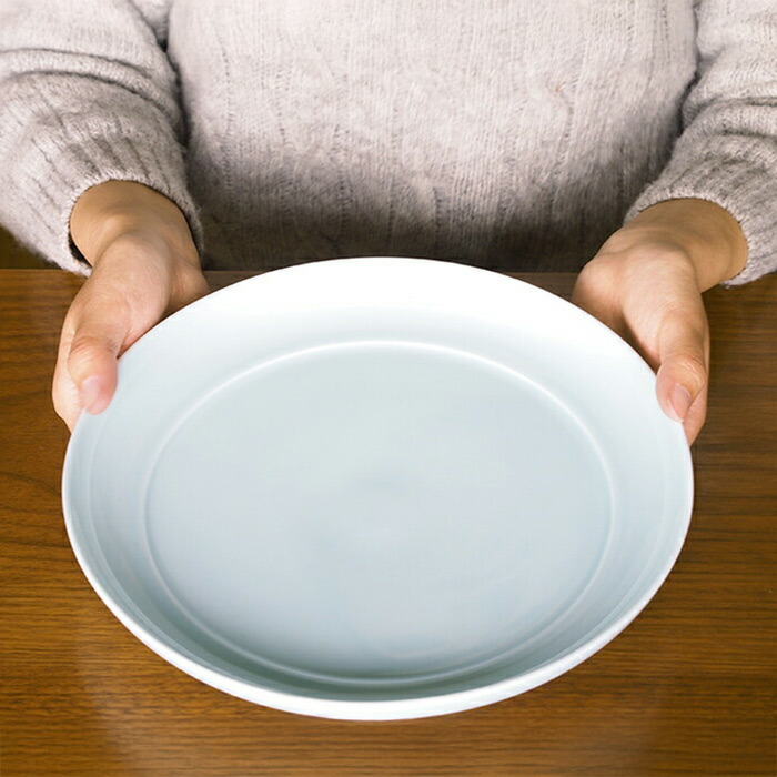 【送料無料】瑞々 まる皿8寸 青白