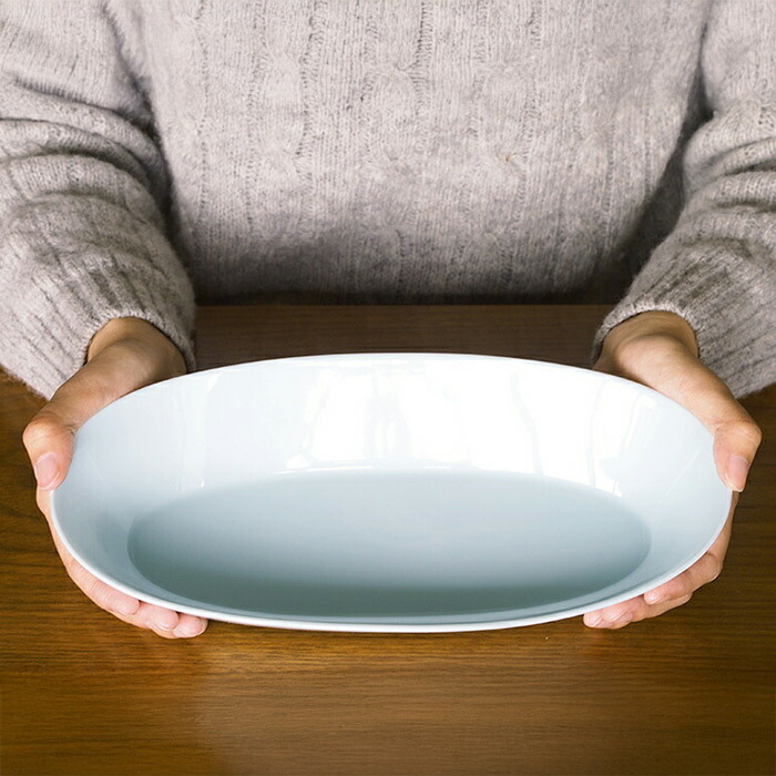 瑞々　楕円鉢9寸　青白