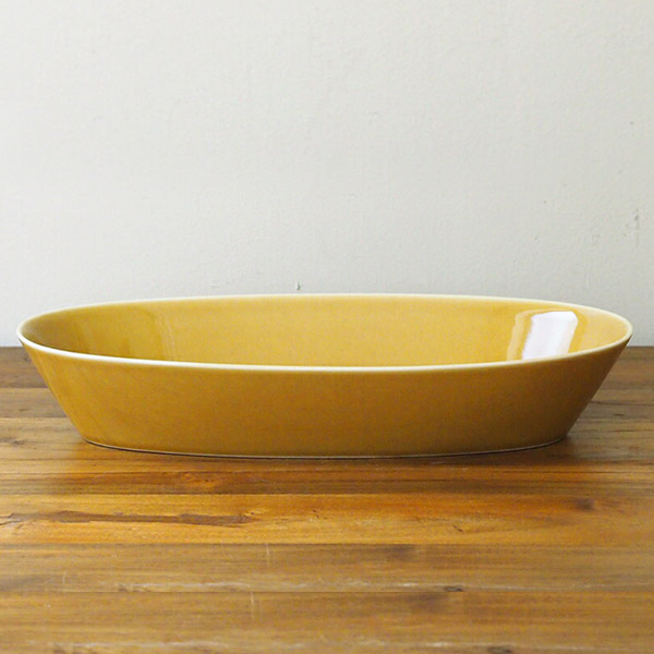 瑞々　楕円鉢9寸　うす飴