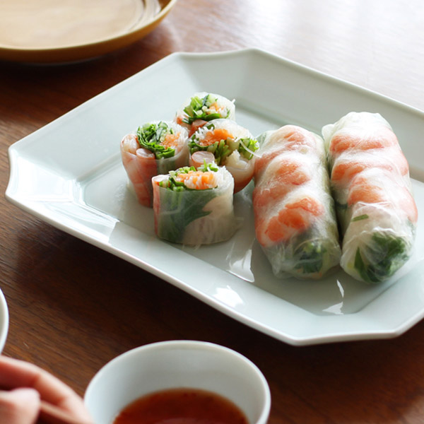 瑞々　すみきり角皿　青白