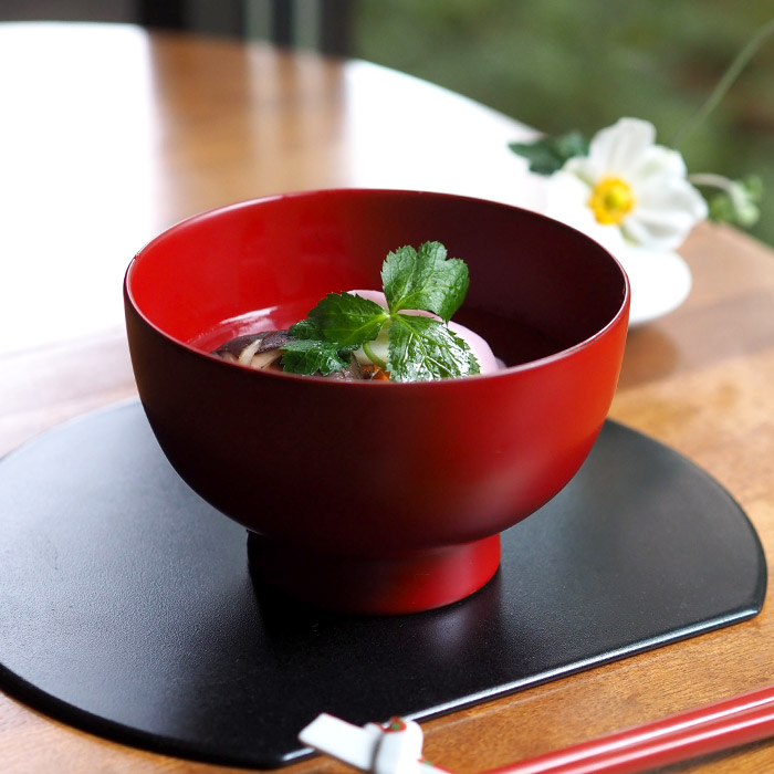 漆琳堂　越前硬漆　一乗椀　4.5寸　朱