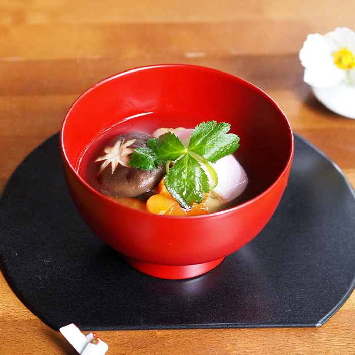 漆琳堂　越前硬漆　一乗椀　4.5寸　朱