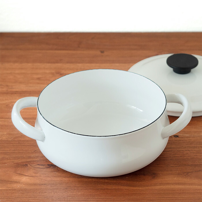 野田琺瑯　LUKE（ルーク） 浅型キャセロール 21cm　ホワイト